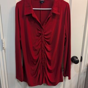Torrid Women's Red Button-Down Plus Size Blouse / 2X / Long Sleeve / Barely Worn